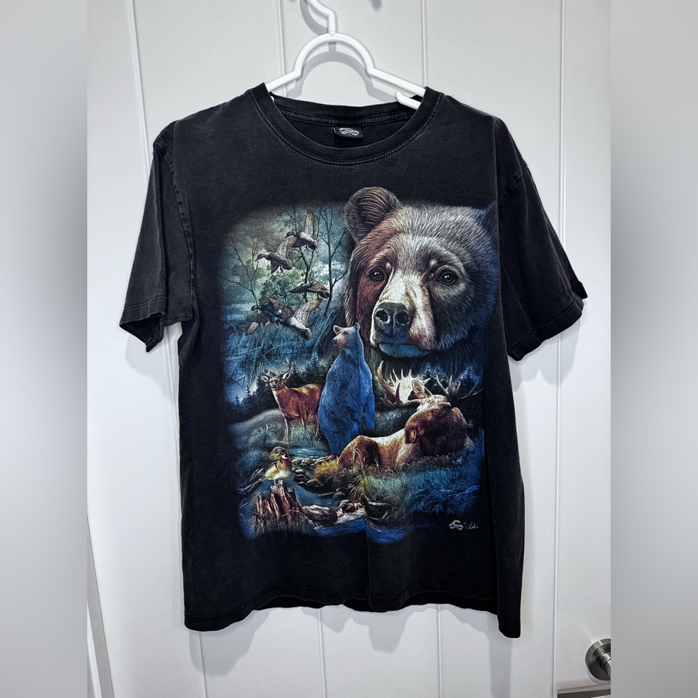 Wildlife Adventure Black Graphic Men's T-Shirt